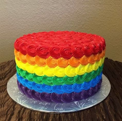 Colorful Birthday Cake Ideas, Rainbow Cake Buttercream, Rainbow Decorated Cake, Rainbow Color Cake, Rainbow Rosette Cake, Rainbow Cake Birthday, 3 Layer Cake, Buttercream Rosettes, Colorful Birthday Cake