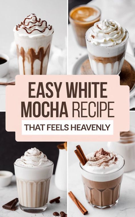 Easy DIY White Chocolate Mocha Starbucks at Home Home Made Coffee Recipes, White Chocolate Latte Recipe, Machiatto Recipe, Diy White Chocolate Mocha, Diy Coffee Drinks At Home, White Chocolate Mocha Starbucks, Diy White Chocolate, Chocolate Latte Recipe, Chocolate Coffee Drinks