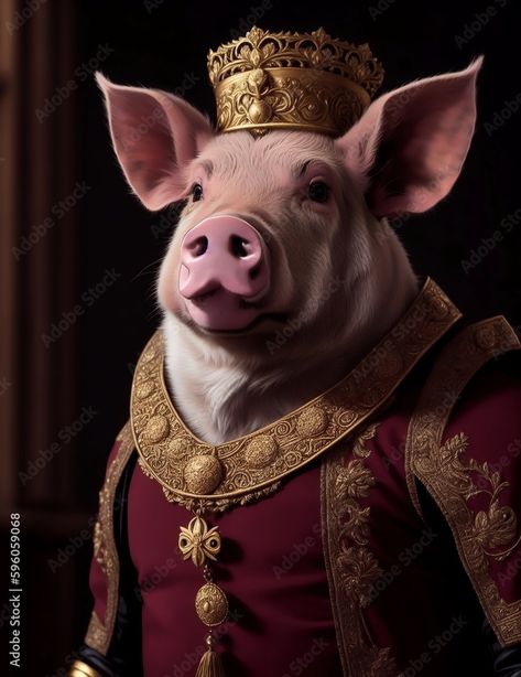 Pig King, Royal Clothes, Vector Graphics, Adobe Stock, Stock Illustration, Design Ideas, Doodles, Art Design, Illustrations