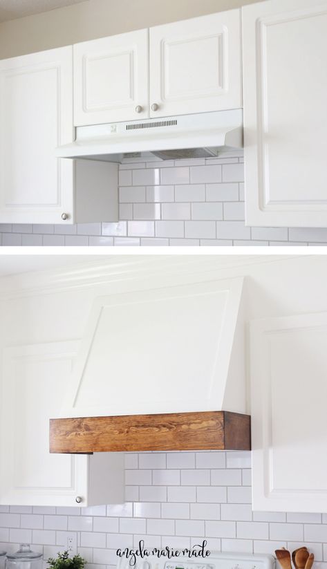 Diy Vent Hood Cover, Diy Vent Hood, Diy Range Hood Cover, Vent Hood Cover, Diy Range Hood, Kitchen Renovation Diy Ideas, Range Cover, Hood Range, Range Hood Cover