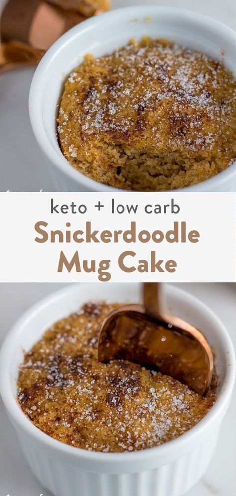 Mug Cake Low Carb, Snickerdoodle Mug Cake, Low Carb Mug Cakes, Healthy Late Night Snacks, Keto Mug, Snickerdoodle Cookie, Cake Form, Keto Mug Cake, Low Carb Snack