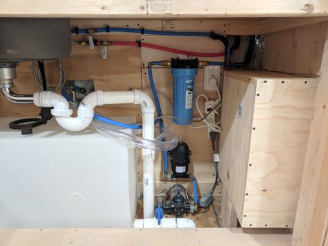 Beautifully organized with photos  -Planning the Tiny House Plumbing System -Assembling the Tiny House Plumbing System -Pressure Testing the System -Greywater -Water! -Conclusion Tiny House Plumbing, Tiny House Shower, House Plumbing, Off Grid Tiny House, Sink Plumbing, Bus Living, Window In Shower, Tiny House Nation, Best Tiny House