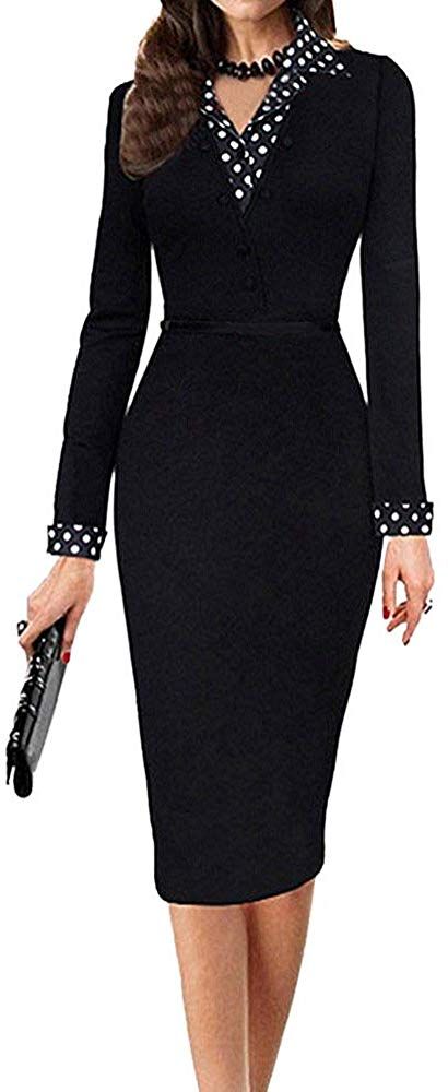 Dresses Professional, Pencil Dress Outfit, Long Sleeve Pencil Dress, Work Outfits Frauen, Rok Outfit, Dress Amazon, Casual Chique, Midi Pencil Dress, Work Outfits Women