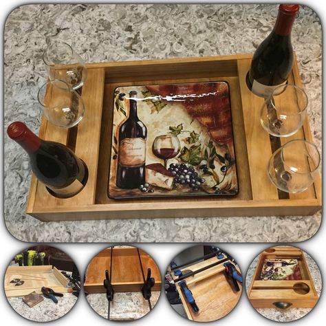 Wine Tray Ideas, Cheese Board Diy, Wine Serving Trays, Wine Tray, Wood Serving Platter, Diy Serving Tray, Rustic Serving Trays, Wine Rack Design, Wooden Serving Boards