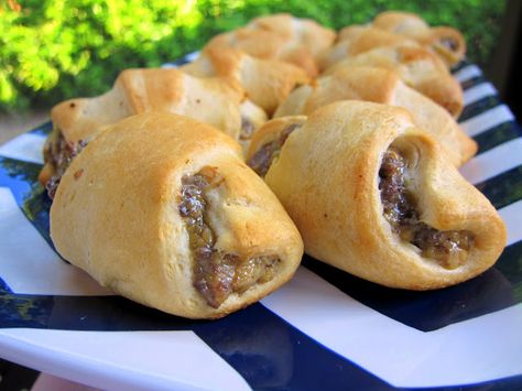 Bacon Cheeseburger Crescents - Football Friday | Plain Chicken Bacon Cheeseburger Crescent Rolls, Burger Crescent Rolls, Crescent Roll Cheeseburger, Hamburger Croissant Recipes, Cheeseburger Roll Up Crescent Rolls, Cheeseburger Croissant, Cheeseburger Crescent Rolls, Hamburger Crescent Roll Recipes, Crescent Burgers