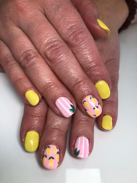 Strawberry Lemonade Nails, Lemon Nails Designs, Pink Lemonade Nails, Lemon Nail Art, Visual Campaign, Summertime Nails, Fruit Nails, Lemon Nails, Watermelon Nails