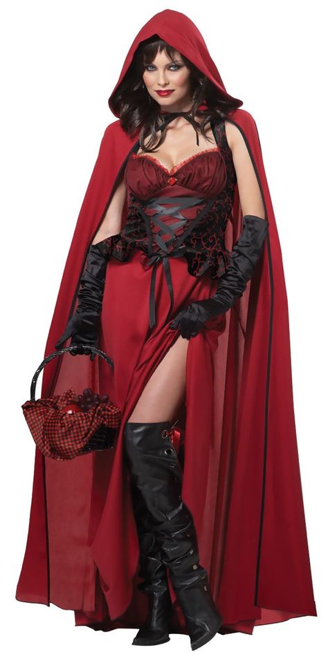 Dark Red Ridding Hood Dark Red Riding Hood, Red Riding Hood Cosplay, Halloween Costume Game, Adult Women Halloween Costumes, Riding Hood Costume, Gothic Party, Catwoman Cosplay, Red Riding Hood Costume, California Costumes