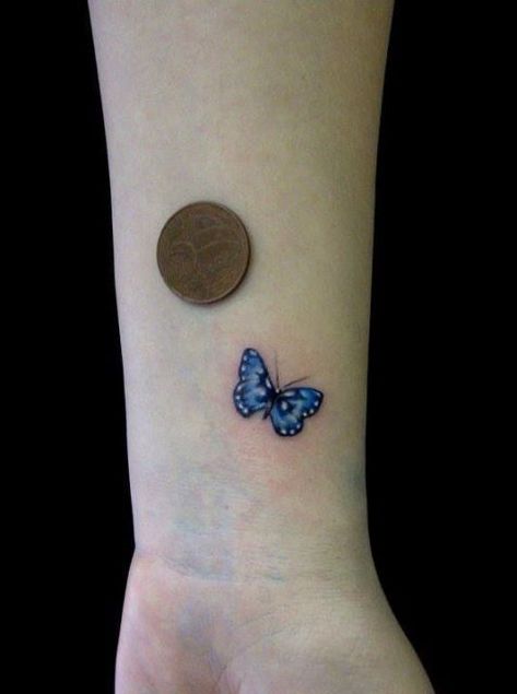 Mens Butterfly Tattoo, Tattoo Mens, Tiny Butterfly Tattoo, Tattoo Colorful, Butterfly Tattoo Cover Up, Wörter Tattoos, Simple Butterfly Tattoo, Blue Butterfly Tattoo, Meaningful Wrist Tattoos