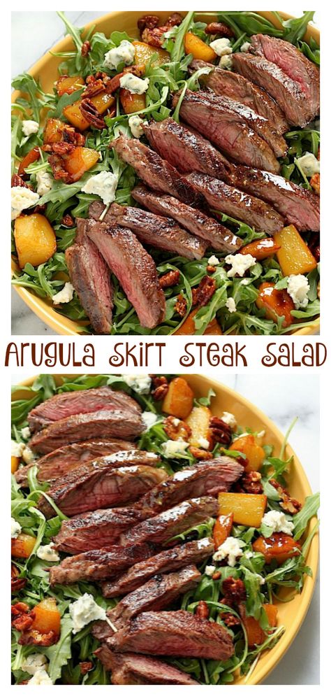 Skirt Steak Salad, Caramelized Pears, Steak Salad Recipe, Gorgonzola Salad, Baker By Nature, Gorgonzola Cheese, Pear Salad, Healthy Recipes Easy Snacks, Steak Salad