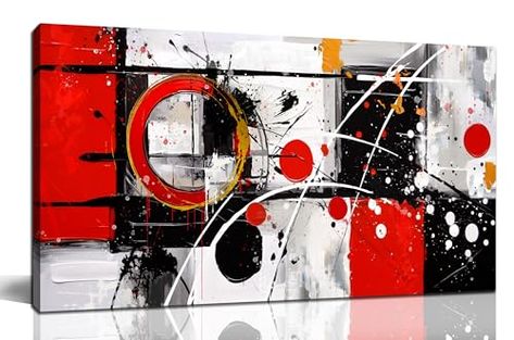 Alsingbago Large Abstract Canvas Wall Art for Living Room Bedroom Home Office Red Grey Black Abstract Canvas Prints Modern Wall Decor Ready to Hang Size 20x40 House Hallway, Large Abstract Canvas, Hd Prints, Hallway Corridor, Spa Lounge, Hotel Inn, Red Wall Art, Bedroom Guest, Wall Art For Living Room