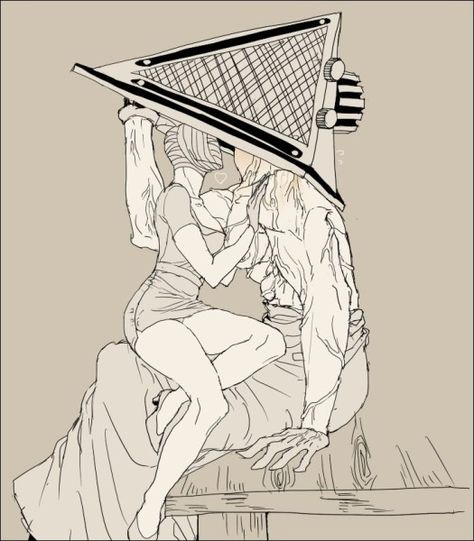 Pyramid Head x Bubblehead Nurse Pyramid Head Silent Hill, Silent Hill Nurse, Silent Hill Art, Pyramid Head, Scary Movie Characters, Horror Villains, Horror Movie Art, Horror Movie Characters, Silent Hill