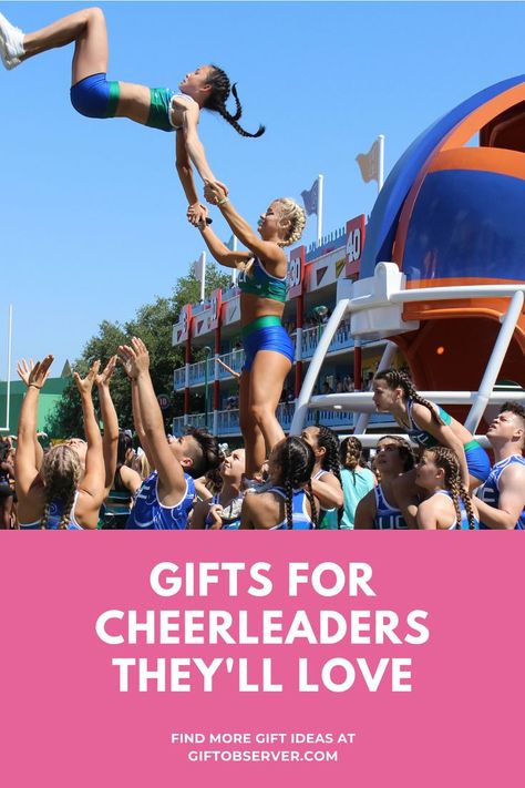 No matter if you’re a cheer mom looking to support your favorite cheerleader, or you’re a cheerleader looking to buy gifts for your squad, we’ve picked the best cheerleading gifts for you. Having spoken to various cheerleaders and self-confessed cheer moms, we’ve found all the best gifts any cheerleader would love to receive. From tumble mats and stretching kits, to charm bracelets and other accessories, here are the best gifts for cheerleaders to surprise any friend or family member. Gifts For Cheerleaders End Of Year, Cheerleader Gifts End Of Year, Cheer Worlds Gifts, All Star Cheer Gifts Ideas, Cheerleading Competition Gifts, Cheer Gift Ideas For Team, Homecoming Gifts For Cheerleaders, Cheer Team Mom Ideas, Cheer Must Haves