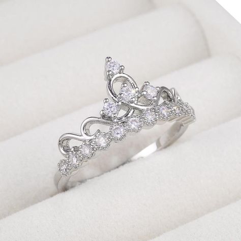 Princess Tiara Ring, Diamond Crown Ring, Tiara Ring, Sapphire Wedding Rings, Sweet Ring, Heart Crown, Diamond Crown, Princess Ring, Sapphire Wedding