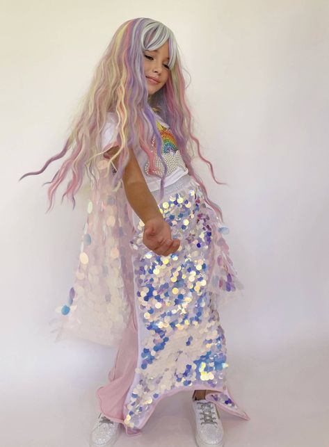 Paillette Mermaid Tail Skirt Homemade Mermaid Costumes, Pink Mermaid Tail, Mermaid Tail Skirt, Mermaid Theme Birthday Party, Mermaid Swimsuit, Unicorn Outfit, Rainbow Tutu, Tier Dress, Mermaid Theme Birthday