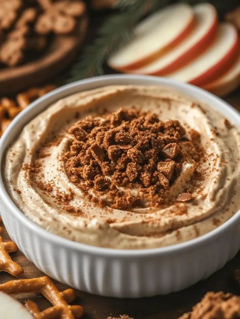 **Gingerbread Toffee Cheesecake Dip Recipe – A Festive Delight for the Holidays!** Biscoff Dip Recipes, Gingerbread Cheesecake Dip, Gingerbread Dip Recipe, Christmas Dessert Dip, Gingerbread Dip, Dairy Free Gingerbread, Toffee Dip, Nye Food, Toffee Cheesecake