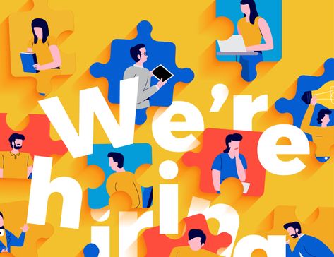 Hiring design illustration with puzzle by Conn Karola on Dribbble Puzzle Poster Design Ideas, Puzzle Design Graphic, Puzzle Poster Design, Puzzle Illustration Design, Puzzle Graphic Design, Charity Illustration, Hiring Design, Food Rescue, Puzzle Illustration