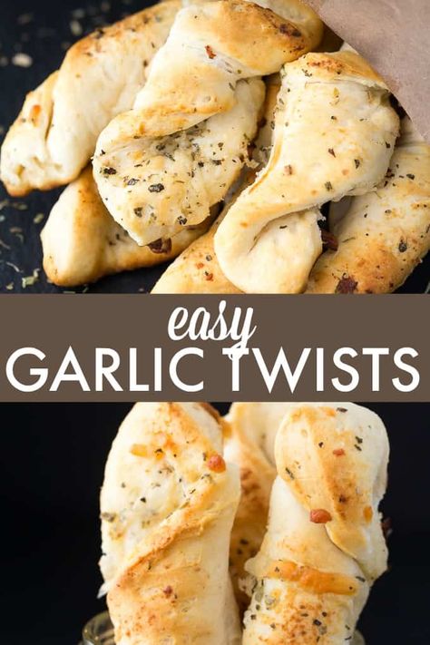 Canned Flaky Biscuit Recipe Ideas, Round Table Garlic Twists Recipe, Recipe With Canned Biscuits, Garlic Twists, Biscuits With Butter, Bisquit Recipes, Hummingbird Bread, Twist Bread, Garlic Twist