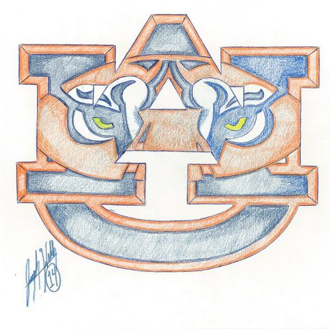 Auburn Tigers Auburn Ideas, Tiger Jewelry, Symbol Drawing, Sports Painting, Sign Painting, Diy Sweatshirt, Paper Banners, Painted Jeans, Auburn University