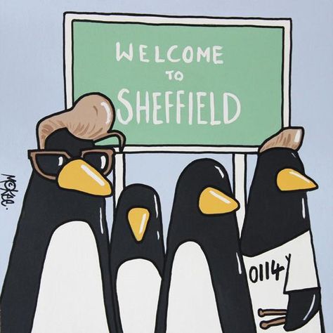 Antarctic Penguins Arctic Monkeys Sheffield, Band Drawings, Pete Mckee, Sheffield Art, Arctic Penguins, Picture Diary, Sheffield Steel, Cool Fire, The Penguins