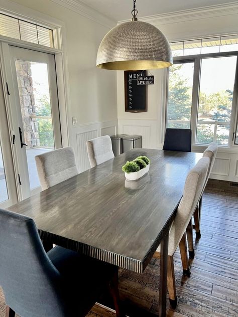 Carbon Gray Dining Table | General Finishes Design Center Gray Dining Table, High End Table, General Finishes Gel Stain, Gel Stains, Java Gel Stains, Grey Dining Tables, Oil Based Stain, Upcycling Furniture, General Finishes