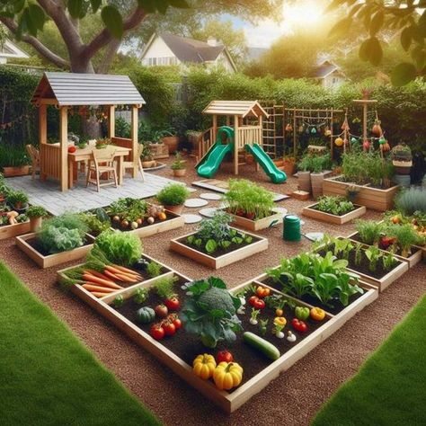 36 Fun and Creative Outdoor Kids Play Area Ideas for Your Backyard » HomeDecorFull Garden With Playground, Backyard Inspiration Kids, Garden And Play Area, Front Yard Play Area, Kids Play Area Backyard, Kids Play Area Garden, Family Backyard Layout Play Areas, Backyards For Kids, Toddler Play Area Outside