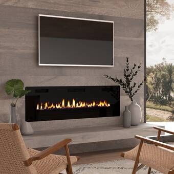 Symple Stuff Scituate Wall Mounted Electric Fireplace & Reviews | Wayfair Recessed Electric Fireplace, Electric Fireplace Wall, Fireplace Tv Wall, Electric Fireplace Insert, Living Room Decor Fireplace, Fireplace Insert, Wall Mount Electric Fireplace, Diy Fireplace, Indoor Fireplace