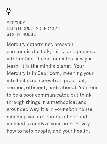 Mercury In Capricorn + 6th House. Mercury Capricorn, Mercury In Capricorn, Capricorn Mercury, Libra Rising, Aries Moon, Capricorn Aesthetic, Mercury Sign, Astrology Planets, Capricorn And Virgo