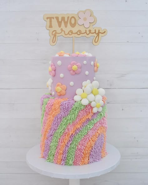 Groovy Two Birthday Cake, One Groovy Babe Birthday Cake, Two Groovy Birthday Party Cake, Groovy Birthday Party Cake, One Groovy Baby Birthday Cake, Groovy One First Birthday Cake, Two Groovy Birthday Cake, Groovy Cake Ideas, Groovy One Cake