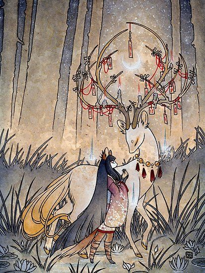 A young kitsune girl seeks the help of a wish granting spirit, hoping to gain exit from the realm of hungry ghosts. • Millions of unique designs by independent artists. Find your thing. Kitsune Fox, Art Mignon, Fox Illustration, Art Japonais, Art Et Illustration, Nikko, 판타지 아트, Drawing Tutorials, Art Anime