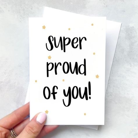 Rachel | Cards & Prints on Instagram: “✨SUPER PROUD OF YOU✨ Happy Monday everyone! Hope your week gets off to a good start! 💛 This card has been super popular this morning for…” Sympathy Messages, Card Inspo, Im Proud Of You, Personalized Greeting Cards, Calligraphy Quotes, Encouragement Cards, Cards For Friends, Card Envelopes, Proud Of You