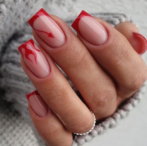 Cute Fire Nails, Devil Nails Designs, Devil Nails, Simple And Cute Nails, Nails Ideas For Summer, Cute Nails Ideas, Summer Nails Ideas, Summer Nails 2023, Nail Board