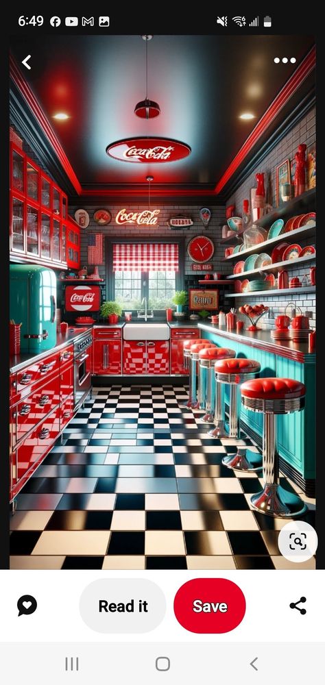 Coca Cola Kitchen Ideas, Coke Kitchen, Coca Cola Kitchen, Kitchen Style, Coca Cola, Basement, Living Spaces, Patio, Flooring