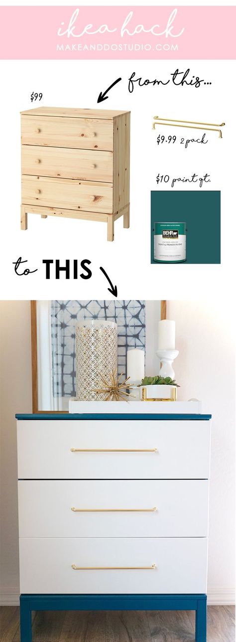 IKEA Hack...Take your Tarva Chest from Basic to Bananas Tarva Dresser Makeover, Ikea Rast Makeover, Tarva Dresser, Ikea Tarva, Dresser Hack, Dresser Diy, Bedroom Storage Chest, Hack Ikea, Ikea Dresser