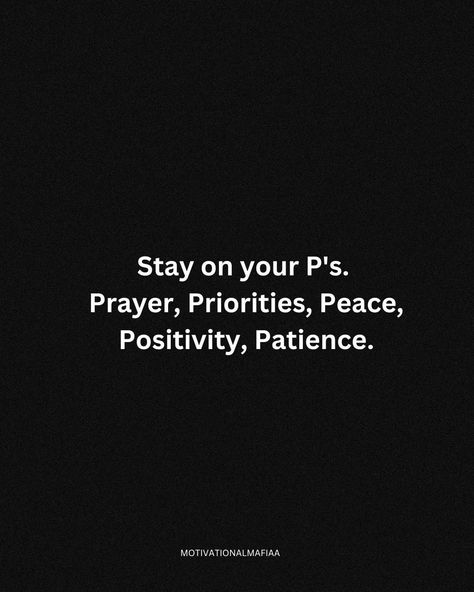 Embrace the P’s: Prayer fuels your spirit, priorities guide your path, peace anchors your soul, positivity lights your way, and patience ensures your progress. 🌟 Double-tap if you resonate with this! Save it for daily inspiration. Share with someone who needs a boost! And don’t forget to follow @MotivationalMafiaa for more uplifting content!” ✨🙌 #Prayer 🙏 #Priorities 📝 #Peace ✌️ #Positivity 🌟 #Patience ⏳ #MotivationMonday 💪 #SuccessMindset 🚀 #PersonalGrowth 🌱 #Resilience 💡 #HardWorkPaysOff 💯 Prioritize Peace, My Peace, Hard Work Pays Off, Self Discipline, A Prayer, Success Mindset, Double Tap, Monday Motivation, Anchors