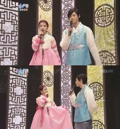 IU and Lee Jong Suk greet viewers in hanboks on ‘Inkigayo’ Iu And Lee Jong Suk, Iu Lee Jong Suk, Kpop Looks, Kpop Ship, Lee Jongsuk, Wallpaper Lyrics, Lee Jieun, Bts Wallpaper Lyrics, Lee Ji Eun