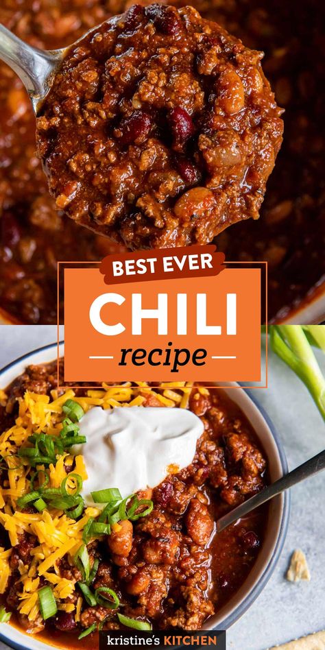 Best Ever Chili, Ultimate Chili Recipe, Classic Chili Recipe, Homemade Chili Recipe, Chilli Recipe, Beef Chili Recipe, Recipe Crockpot, Best Chili Recipe, Chili Recipe Crockpot