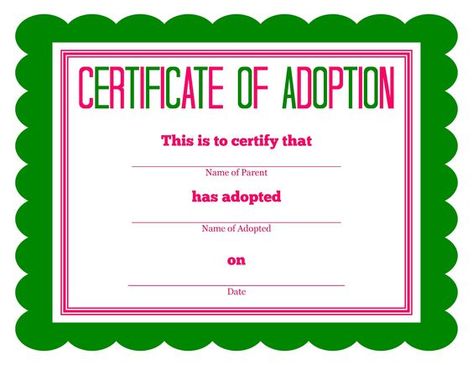 Free printable Stuffed Animal Adoption Certificate Stuffed Animal Adoption Certificate, Stuffed Animal Adoption, Animal Adoption Certificate, Adoption Certificate Template, Dog Adoption Certificate, Pet Adoption Certificate, Birth Certificate Template, Animal Adoption, Adoption Certificate