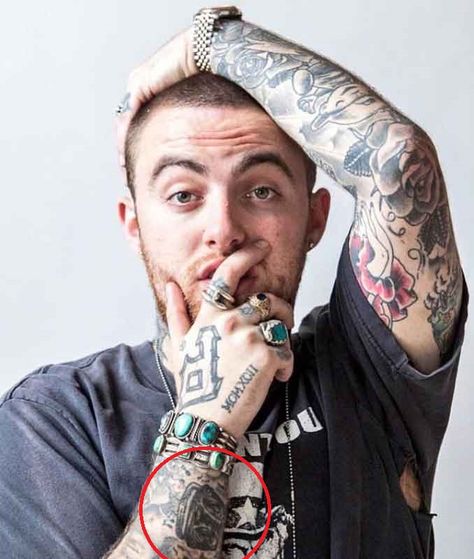 Mac Miller’s 42 Tattoos & Their Meanings | Body Art Guru Boxing Gloves Tattoo, Mac Miller Tattoos, 42 Tattoo, Heaven Tattoos, Chris Miller, Mac Collection, Street Tattoo, Mac Miller, Half Sleeve Tattoo