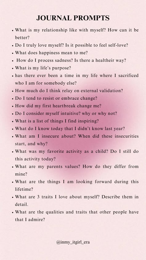 #journal #journaling #prompts #selflove #selfcare #selfcaretips #bestversionofyou #aesthetic #pinterest Journaling Ideas For Self Growth, Journaling Aesthetic Prompts, Journalling For Beginners, Get To Know Myself Journal, How To Write About Your Feelings, Journal Ideas For Self Improvement, Journaling Ideas Prompts, Thing To Write In Your Journal, Venting Journal Prompts