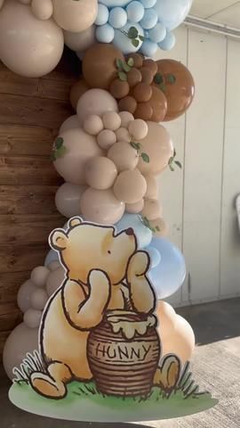 DIY Winnie the Pooh Gender Reveal! #genderreveal #baby #genderrevealpa... | gender reveal | TikTok Winnie The Pooh Gender Reveal Decor, Gender Reveal Winnie The Pooh, Gender Reveal Winnie The Pooh Theme, Winnie The Pooh Gender Reveal Ideas, Pooh Gender Reveal, Winnie The Pooh Gender Reveal, Diy Winnie The Pooh, Disney Gender Reveal, December Baby Shower Ideas