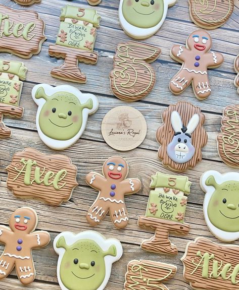 Swamp Party, Shrek Birthday, Shrek Cake, Shrek Party, Disney Cookies, Baby Birthday Themes, Bday Party Theme, 2nd Birthday Party Themes, Spiderman Birthday