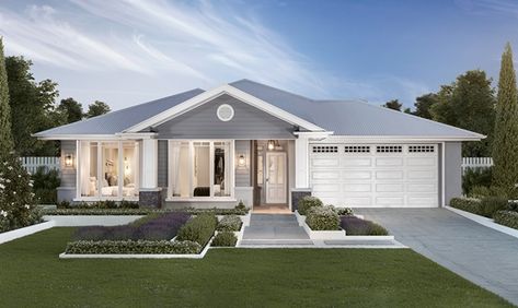 New Home Builders Brisbane & QLD | Clarendon Homes Hampton Facade Single Story, Hamptons Facade Australia, House Facades Australia, Hamptons Exterior, Hamptons Facade, Weatherboard Exterior, Hamptons House Exterior, Clarendon Homes, Hamptons Style Homes