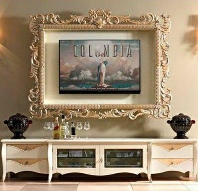 Frame Around Tv, Cornice Tv, Decorating Around A Tv, Decor Around Tv, Custom Sliding Doors, Wall Sconces Living Room, Sconces Living Room, Rack Tv, Diy Tv