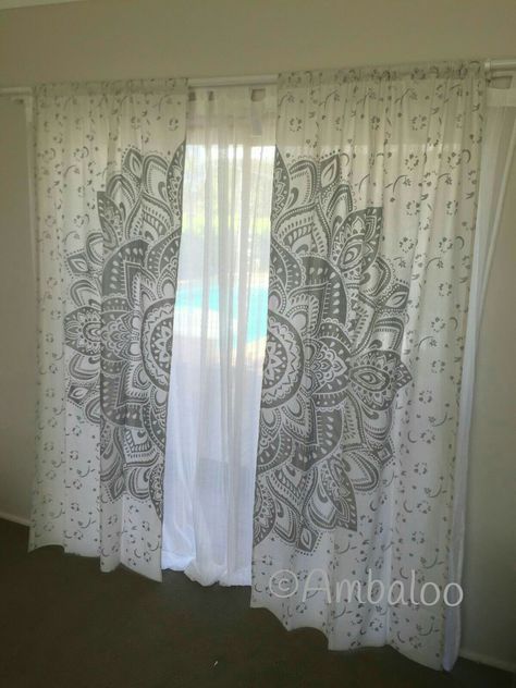 Mandala Curtains, Deco Room, Zimmer Diy, Reiki Room, Lotus Mandala, Curtains Window, Bohemian Bedroom Decor, Room Curtains, Up House