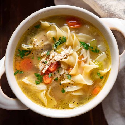 Homemade Chicken Noodle Soup With Egg Noodles - Modern Crumb Soup Aesthetic, Chicken Noodle Soup Ingredients, Chicken And Egg Noodles, Homemade Chicken Broth, Best Chicken Noodle Soup, Creamy Chicken Noodle Soup, Homemade Chicken Noodle, Hearty Chicken, Chicken Noodle Soup Homemade