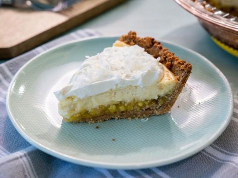 Pina Colada Pie - Recipe from Food Network: Delicious Miss Brown | BFF Reunion Season 2, Episode 11 | Pina Colada Pie Recipe, Pina Colada Pie, Delicious Miss Brown, Kardea Brown, Brown Food, Brown Recipe, Food Network Canada, Toasted Pecans, Pie Dessert