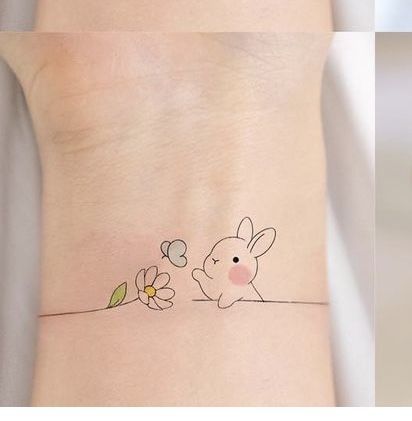 225 Cutest Rabbit Tattoos Ideas (2023) - TattoosBoyGirl Small Bunny Tattoos, Honey Bunny Tattoo, Bunny Tattoo Cute, Tiny Bunny Tattoo, Cute Rabbit Tattoo, Bunny Tattoo Ideas, Rabbit Tattoo Design, Tattoo Rabbit, Hase Tattoos