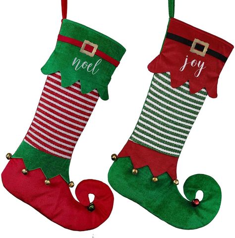 Knitted Stocking, Cute Christmas Stockings, Christmas Stocking Decorations, Elf Stocking, Green Xmas, Sock Set, Parents Christmas, Christmas Stocking Gifts, Santa Boots