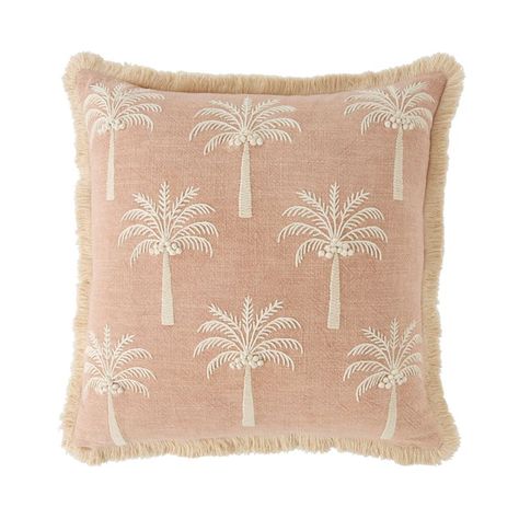 Coconut Palm Pink Cushion | Adairs Pink Coastal Bedroom, Coastal Boho Bedroom, Pink Coastal, Tropical Bedroom, Tropical Bedrooms, Pink Cushion, Purple Blush, Sweet Decoration, Palm Beach Style