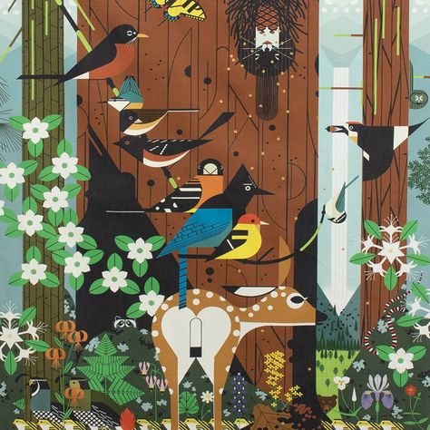 Charley Harper Illustration, Charley Harper Fabric, Charley Harper Art, Charlie Harper, Charley Harper, National Park Posters, Panel Quilts, Birthday Love, Cotton Quilting Fabric